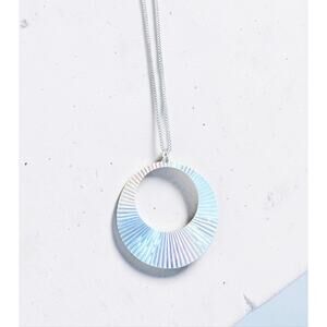 Sterling Silver 925 Mexico Sunburst Circle Pendant Necklace 18”